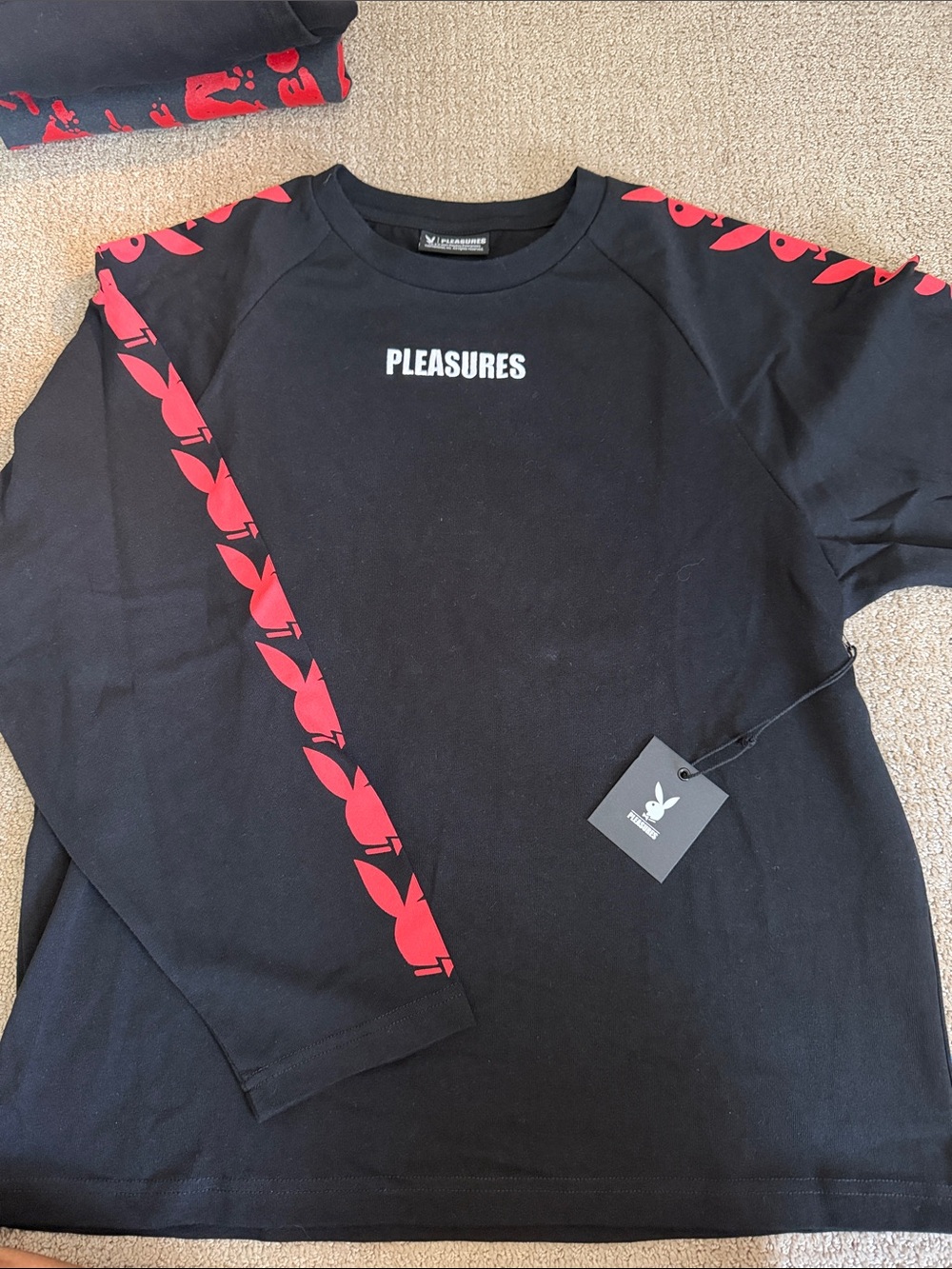 Playboy Pleasures Raglan Long Sleeve Cotton Shirt NWT Size Large 🐰